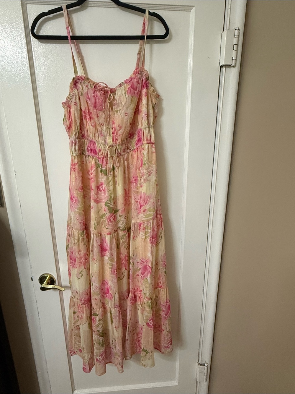 Mystree Pink and Cream Floral Maxi Dress
